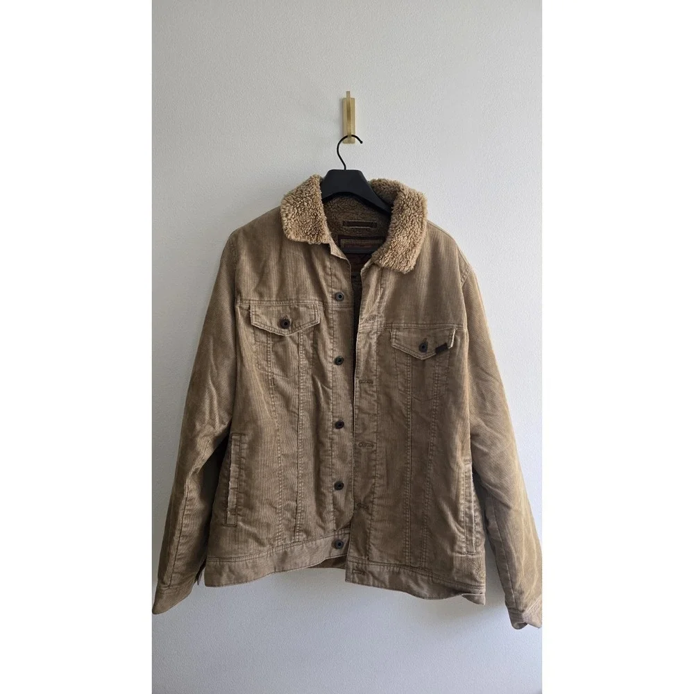American Eagle Corduroy Sherpa Jacket XL Tall Tan Trucker Workwear Coat‎